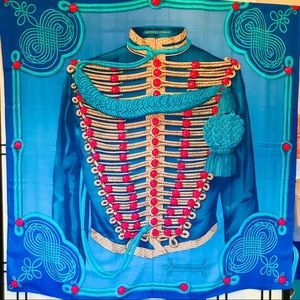 ✨ RARE Hermes scarf/wrap  blue Military Jacket 🌙